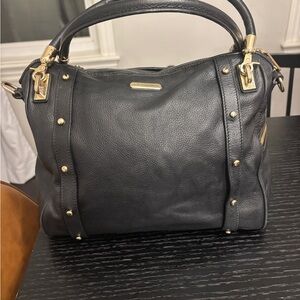 Rebecca Minkoff - Black Leather Satchel Handbag with Gold Hardware